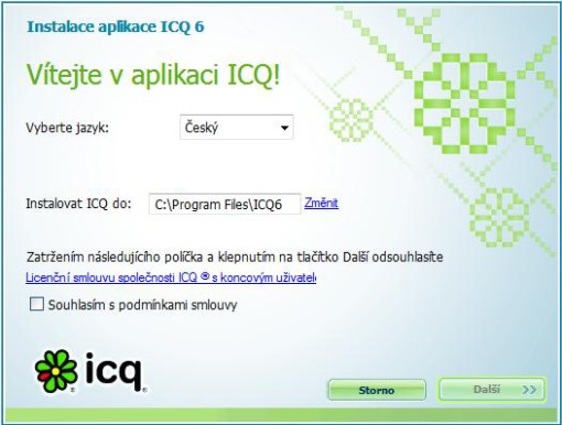 1.krok instalace Icq